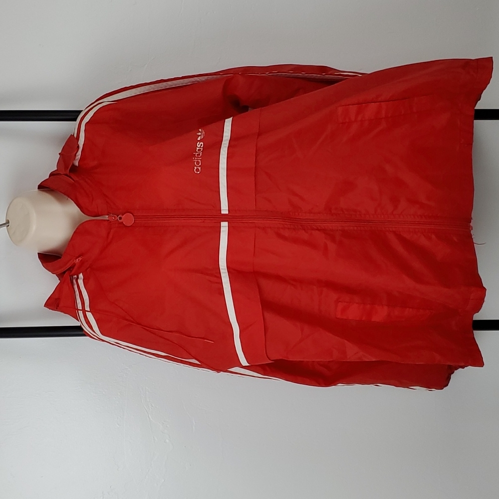 Vintage Adidas red hoodie windbreaker vent jacket full zipper men size L